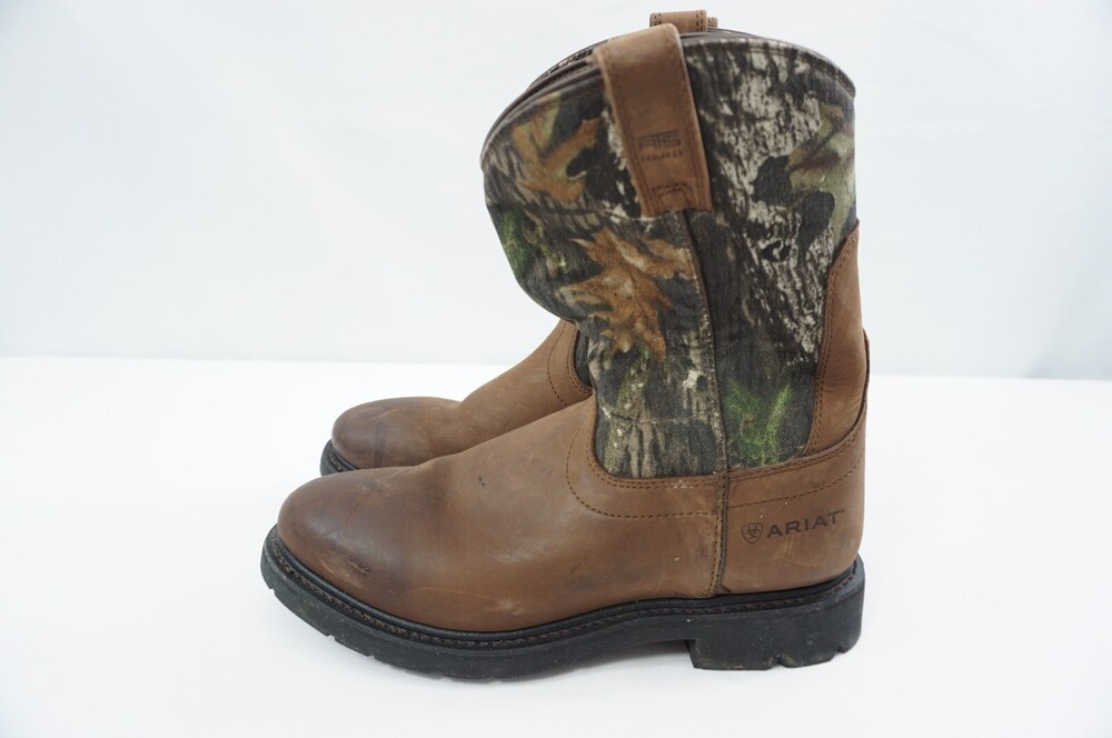 Ariat Groundbreaker Used Men 10 Pull On Brown Real Tree Xtra Work Boots 10006736